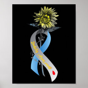 Poster Hippie Sunflower Cinza Blue Fita Tipo 1 Diabetes