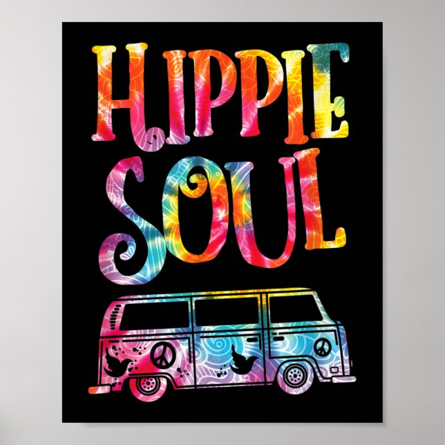 Poster Hippie Tie Dye Van Hippie Soul (Frente)