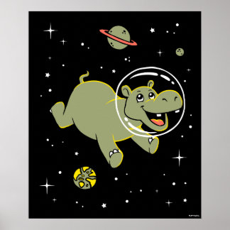 Poster Hippo Animais No Espaço