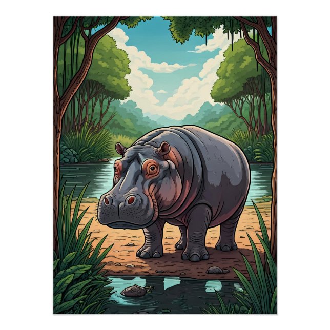 Pôster Hippo by the Riverside (Frente)