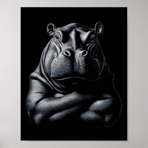 Poster Hippo Hippopotamus Animal Muscle Bodybuilding Gym