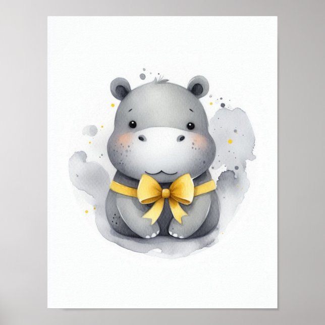 Poster Hippo Jungle Nursery Wall Art (Frente)