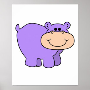Pôster hippo roxo bebê