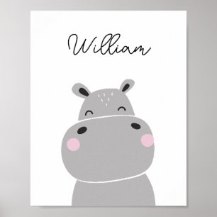Poster Hippopotamus Animal Nursery Wall Art