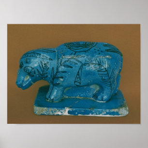Pôster Hippopotamus azul com decoração preta