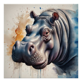 Pôster Hippopotamus no 2 Poster brilhante