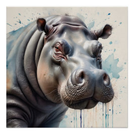 Pôster Hippopotamus no 3 Poster brilhante