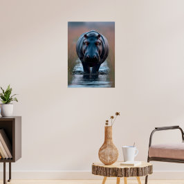 Poster Hippopotâmus poderoso nas zonas úmidas
