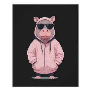 Pôster Hippopotamus Vestindo Hoodie Funny Legal Pop