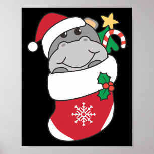 Poster Hippos Bonitos Em Meias De Natal Para O Natal