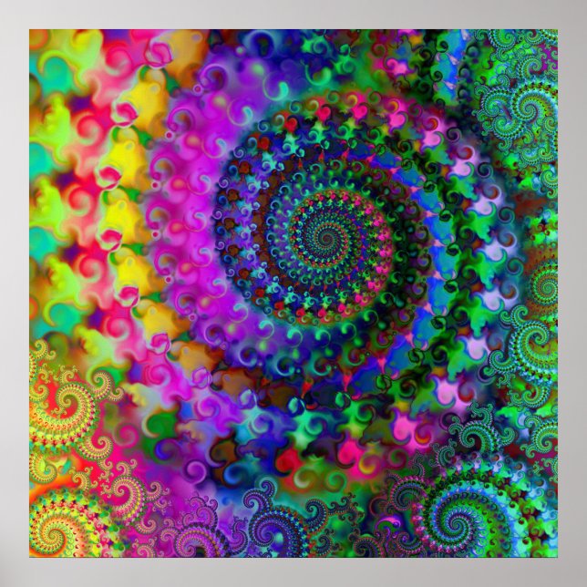 Poster Hippy Rainbow Fractal Patterno (Frente)
