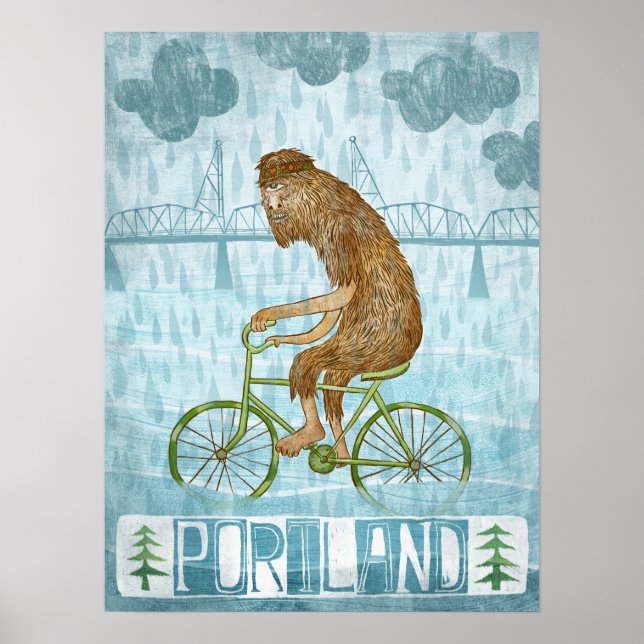Poster Hipster Bigfoot úmido sujo (Frente)
