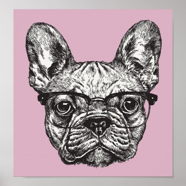 Poster Hipster Bulldog (Frente)