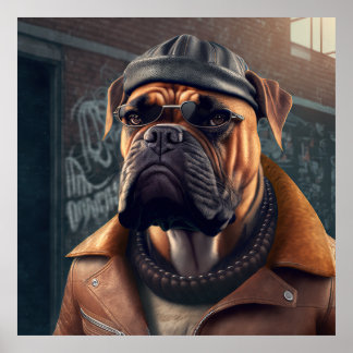 Poster Hipster Bullmastiff