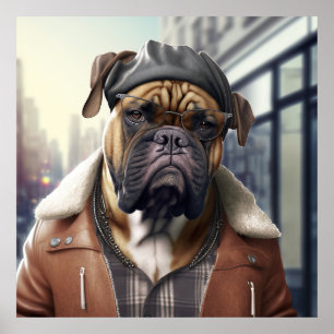 Poster Hipster Bullmastiff