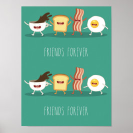 Pôster hipster comida, padrão, amigos para sempre, ovo, c
