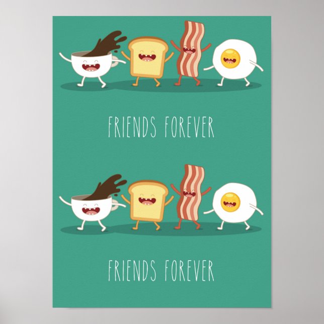 Pôster hipster comida, padrão, amigos para sempre, ovo, c (Frente)