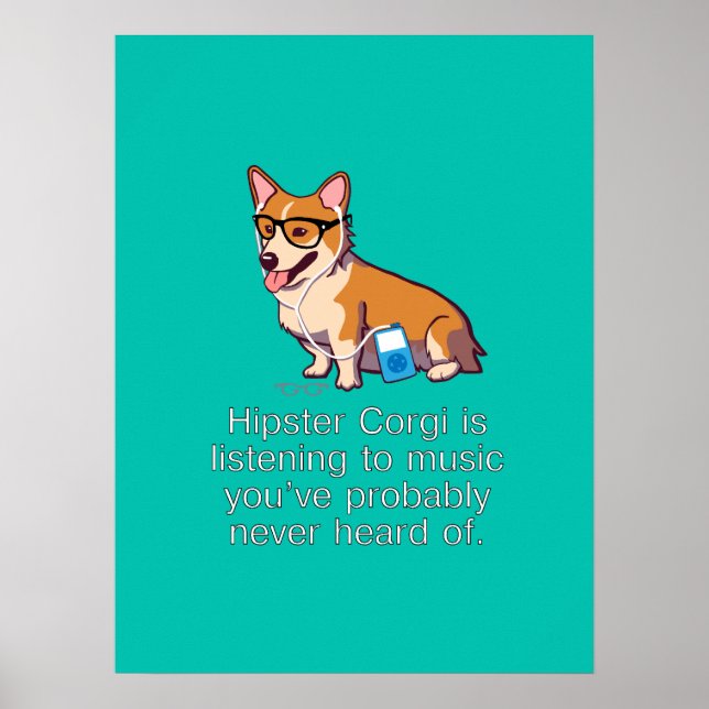 Pôster Hipster Corgi (Frente)