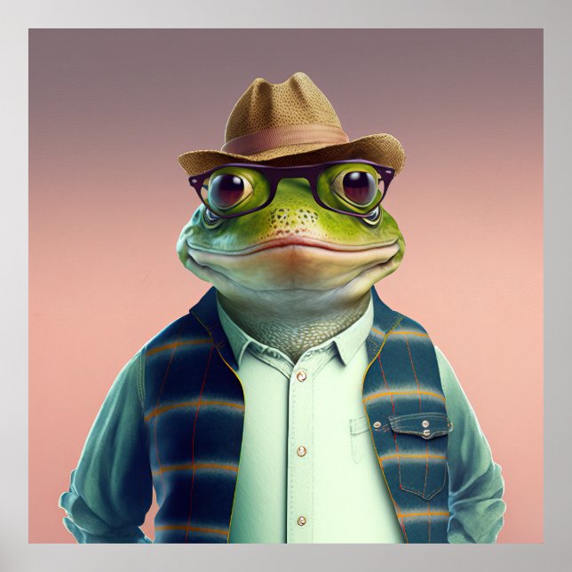 Poster Hipster de Bullfrog Americano (Frente)