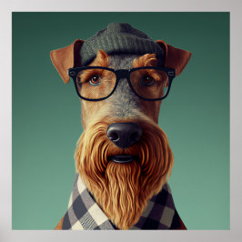 Poster Hipster de Cachorro Airedale Terrier