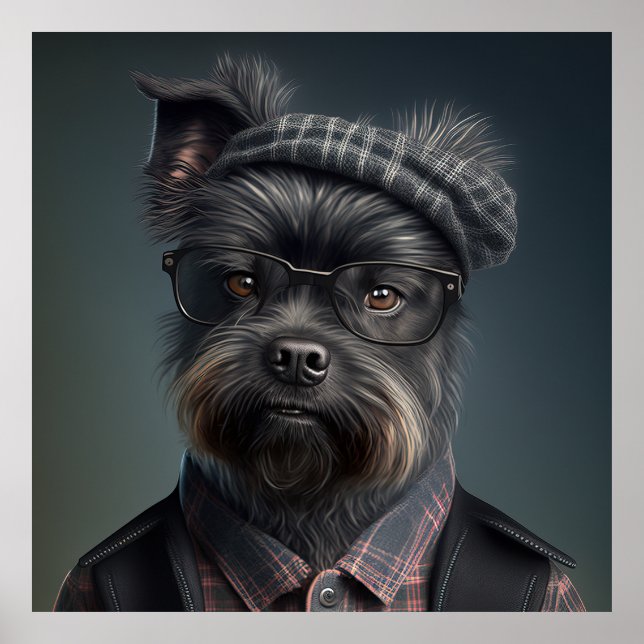 Poster Hipster do Cachorro Affenpinscher (Frente)