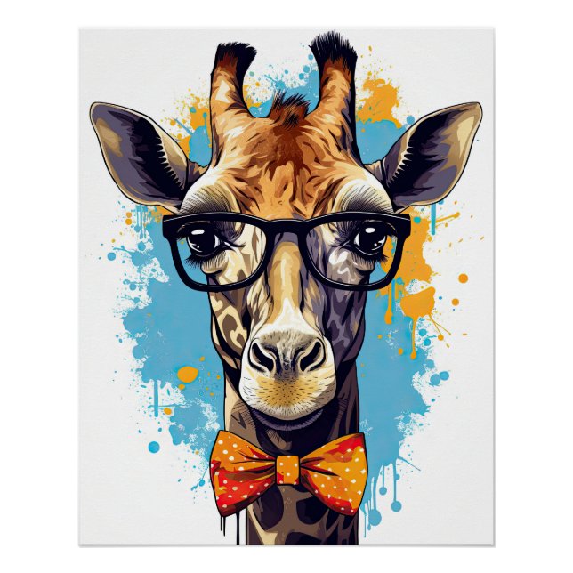 Pôster Hipster Engraçado Girafa Zoo Animais Selvagem Urba (Frente)