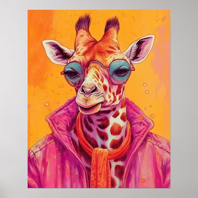 Poster Hipster Giraffe (Frente)