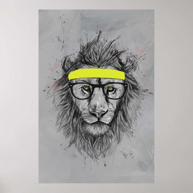 Pôster hipster lion (Frente)