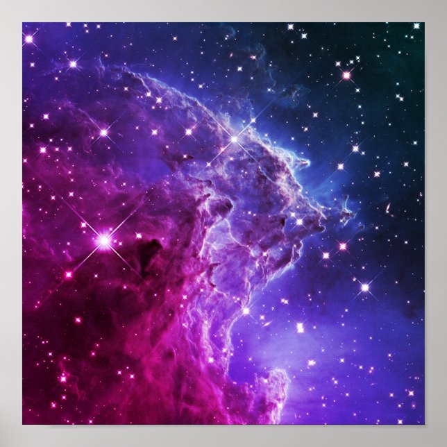 Pôster Hipster Roxo Ombre Cabeça de Macaco Nebulosa (Frente)