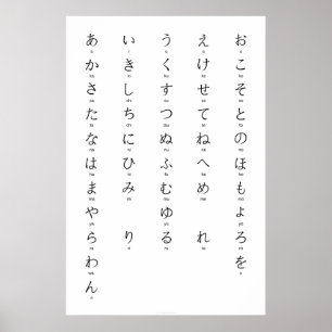 Poster Hiragana com Romaji aprende caracteres japoneses