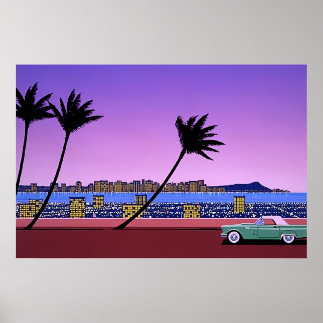 Poster hiroshi nagai pintura cidade pop e avião (Frente)