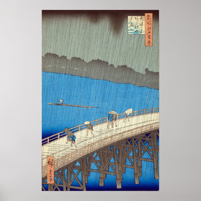 Poster Hiroshige - Ando Downpour Na Ponte Ohashi (Frente)