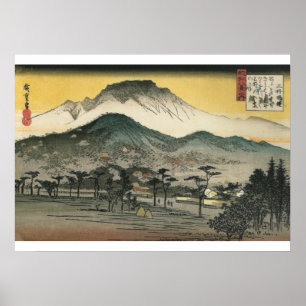Poster Hiroshige - Evening View of a Temple in the Hills