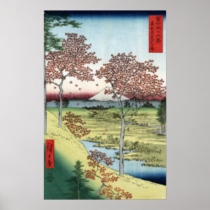 Poster Hiroshige - Sunset Hill, Meguro Na Capital Orienta