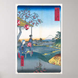 Poster Hiroshige - Teahouse em Zōshigaya