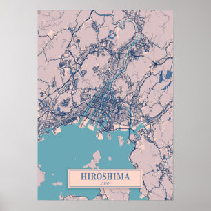 Poster Hiroshima - Mapa da Cidade do Japão