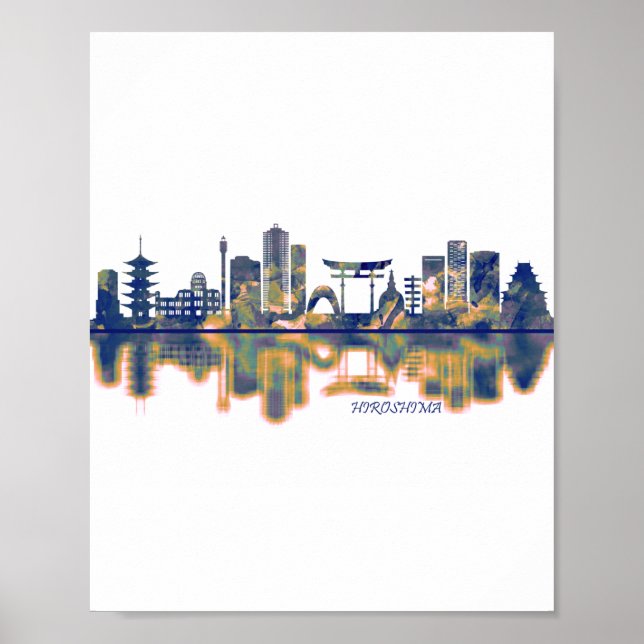 Poster Hiroshima Skyline (Frente)