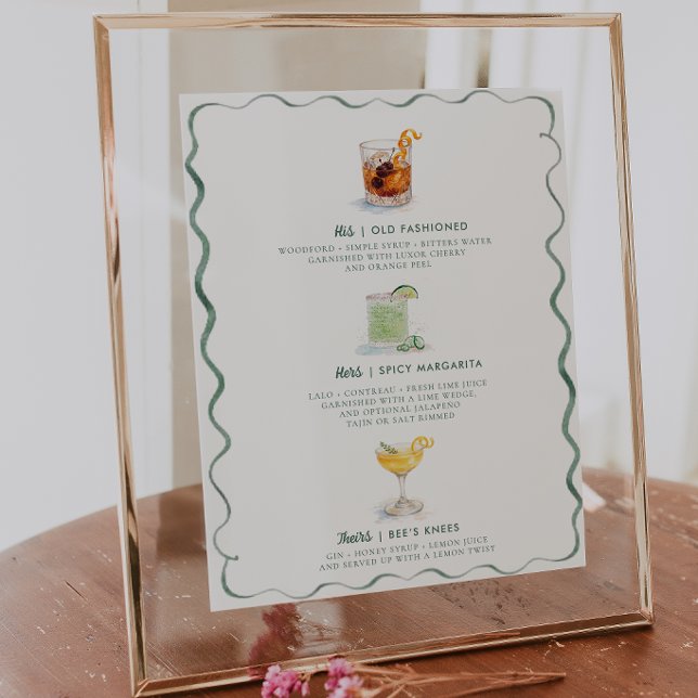 Poster His Hers Theirs | Watercolor Signature Cocktail (Criador carregado)