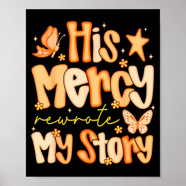 Poster His Mercy Rewrote My Story Fall Autumn Christian F (Frente)