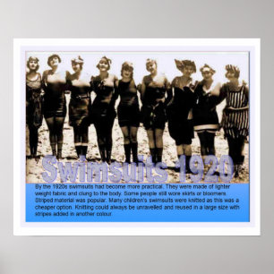 Pôster História, beira-mar, roupas de banho em 1920