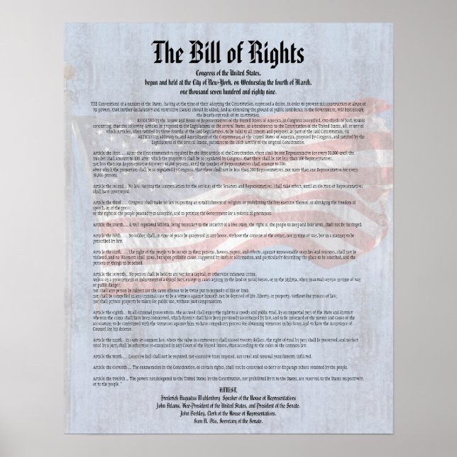 Poster História da Constituição dos EUA Carta de Direitos (Frente)