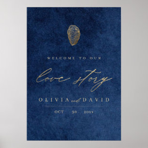 Poster História de Amor Azul Náutico Casamento