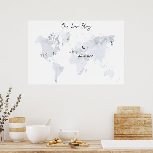 Poster História de Amor   Recordação de Casamento em Aqua