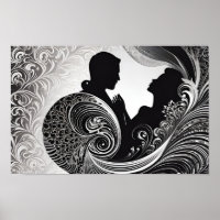 História de Amor Silhueta de Vow Silhuette Preto e