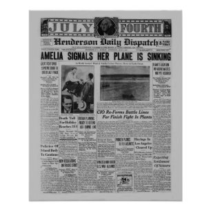 Pôster História do jornal Amelia Earhart Vintage
