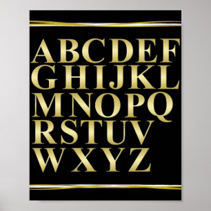 Poster História em preto e ouro com o alfabeto