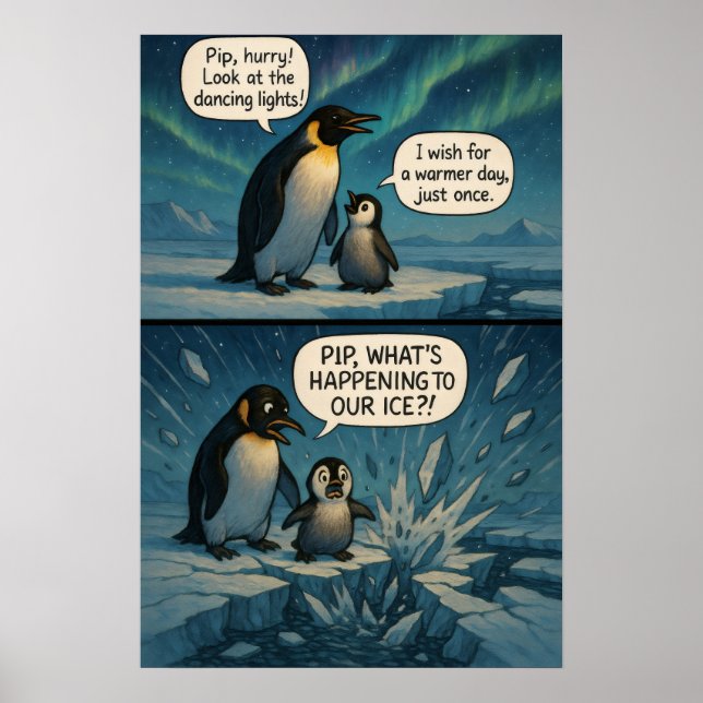 Poster História em Quadrinhos dos Pinguins Aurora – Piada (Frente)