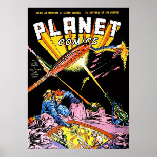 Poster História em quadrinhos Planet Laser Attack Sci Fi