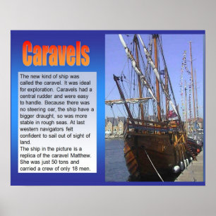 Pôster História, exploração, Caravels, navio de naviga