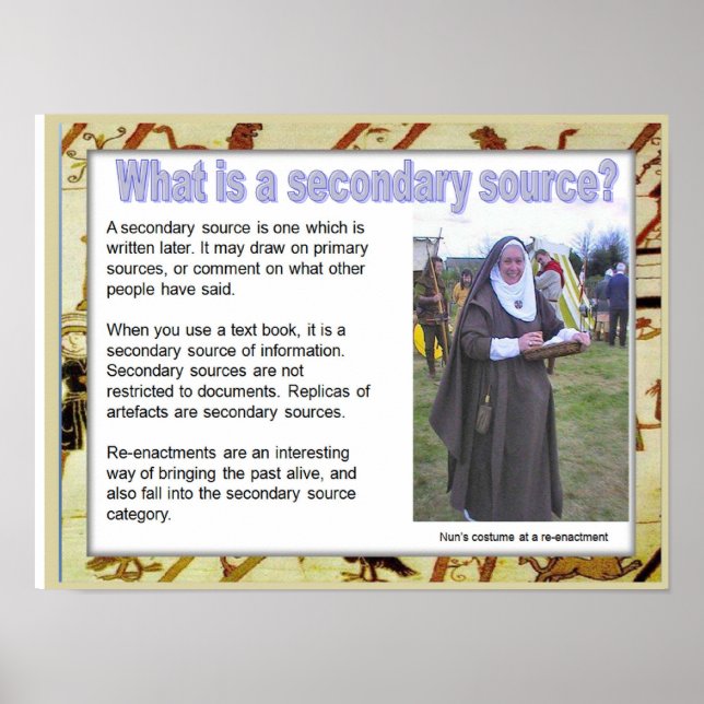 Poster História, medieval, O que é uma fonte secundária? (Frente)